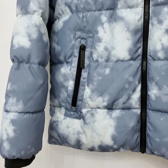 Hollister Men’s Fleece-Lined Full Zip Hooded Puffer Jacket Slate Tie-Dye - Small - Picture 4 of 15